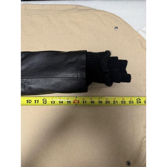 Alexander Wang Jacket Mens Medium Black Leather Asymmetric Knit Cuffs 603417F11 - Picture 13 of 16